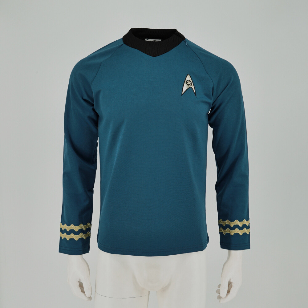 Cosplay TOS Captain Kirk Gold Shirts Spock Blue Uniforms Red Starfleet Tops Mens