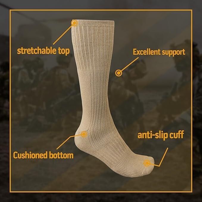 6-12 Pairs Men’s Army Military Boot Socks Combat Trekking Hiking Size 10-13