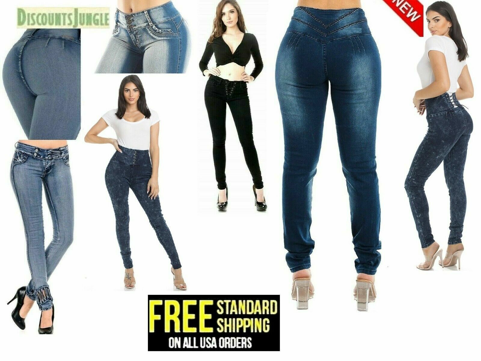 Colombian Design High Waist Butt Lift Levanta Cola Skinny Jeans