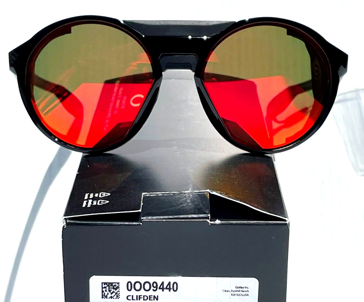 Oakley CLIFDEN Polished Black Round POLARIZED Galaxy Ruby Lens Sunglass 9440
