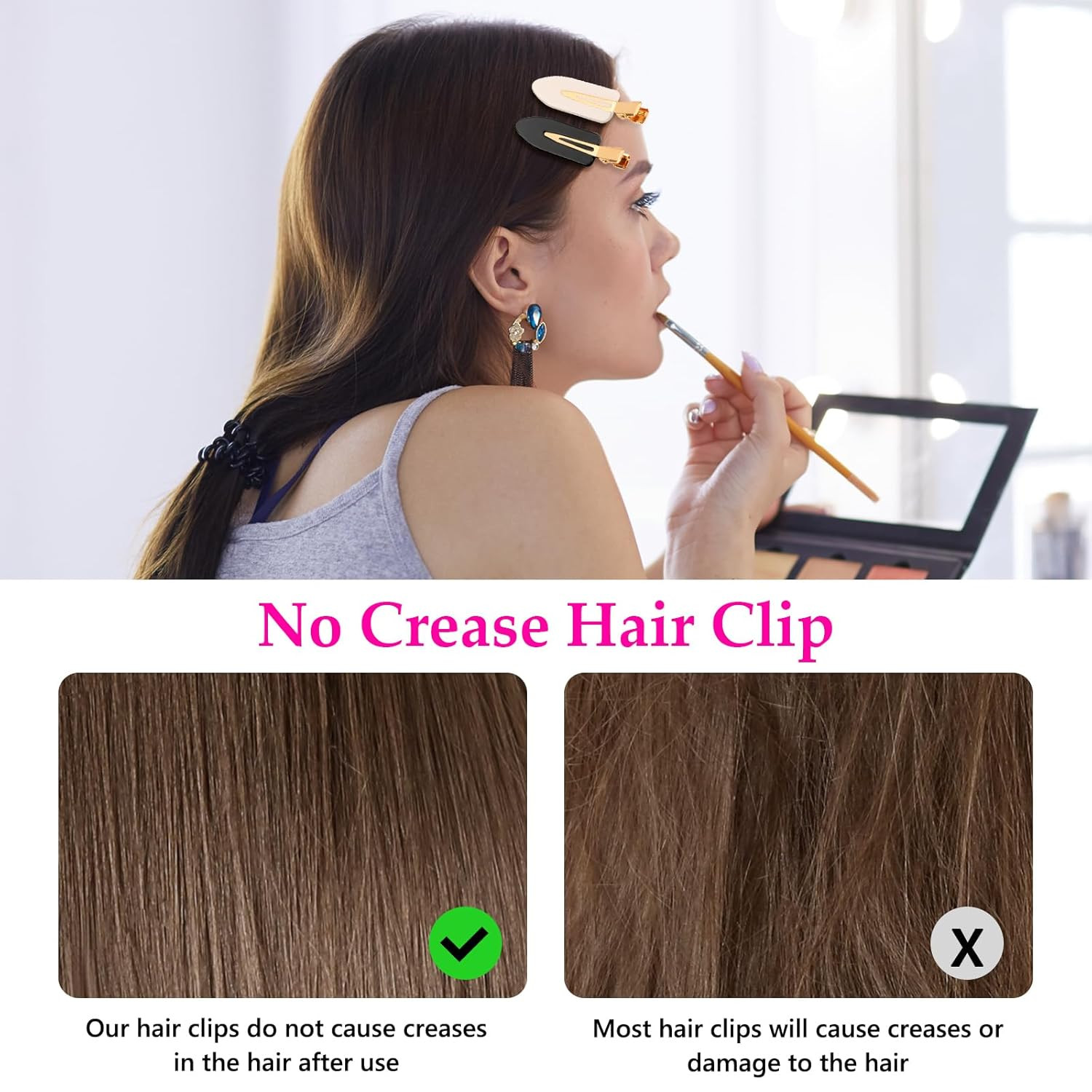 6 Pcs Creaseless Hair Clips No Ben No Crease Hair Clip Makeup Clips for Women an