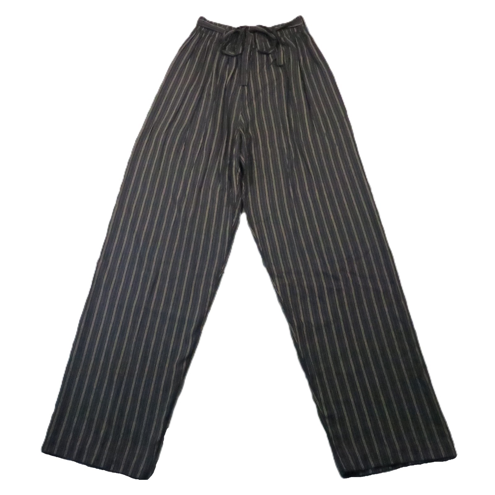Vintage 80s 90s Pinstripe Wide Leg Pants M Black High Waist Corporate Office