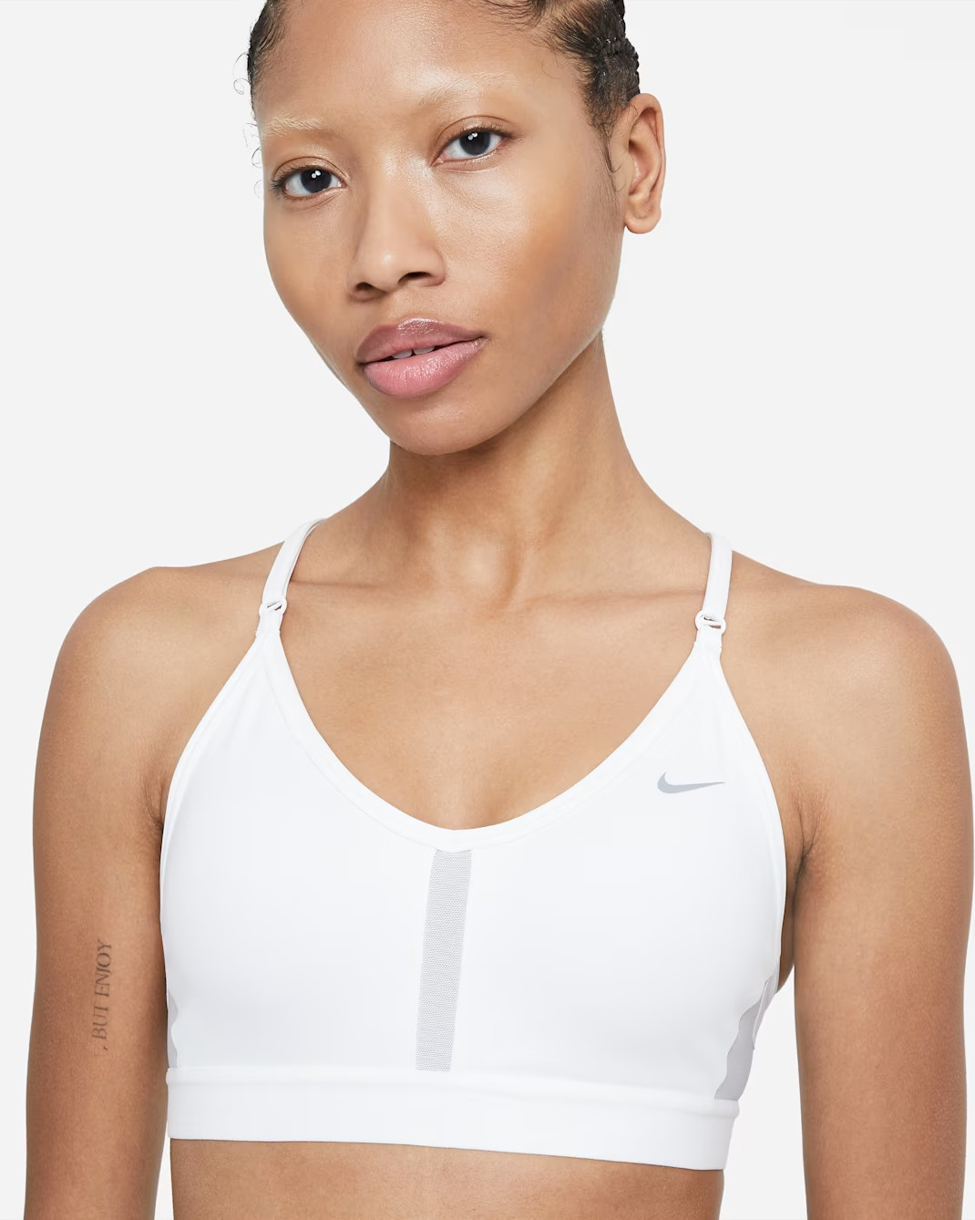 NIKE INDY V NECK WOMEN DRI-FIT LIGHT PADDED SPORTS TRAINING BRA WHITE#CZ4456-NWT
