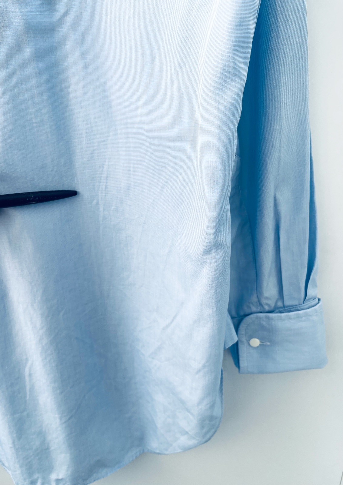 Ede & Ravenscroft Grandad Collar Shirt 15.5 39 Light Blue Cotton Royal Warrants