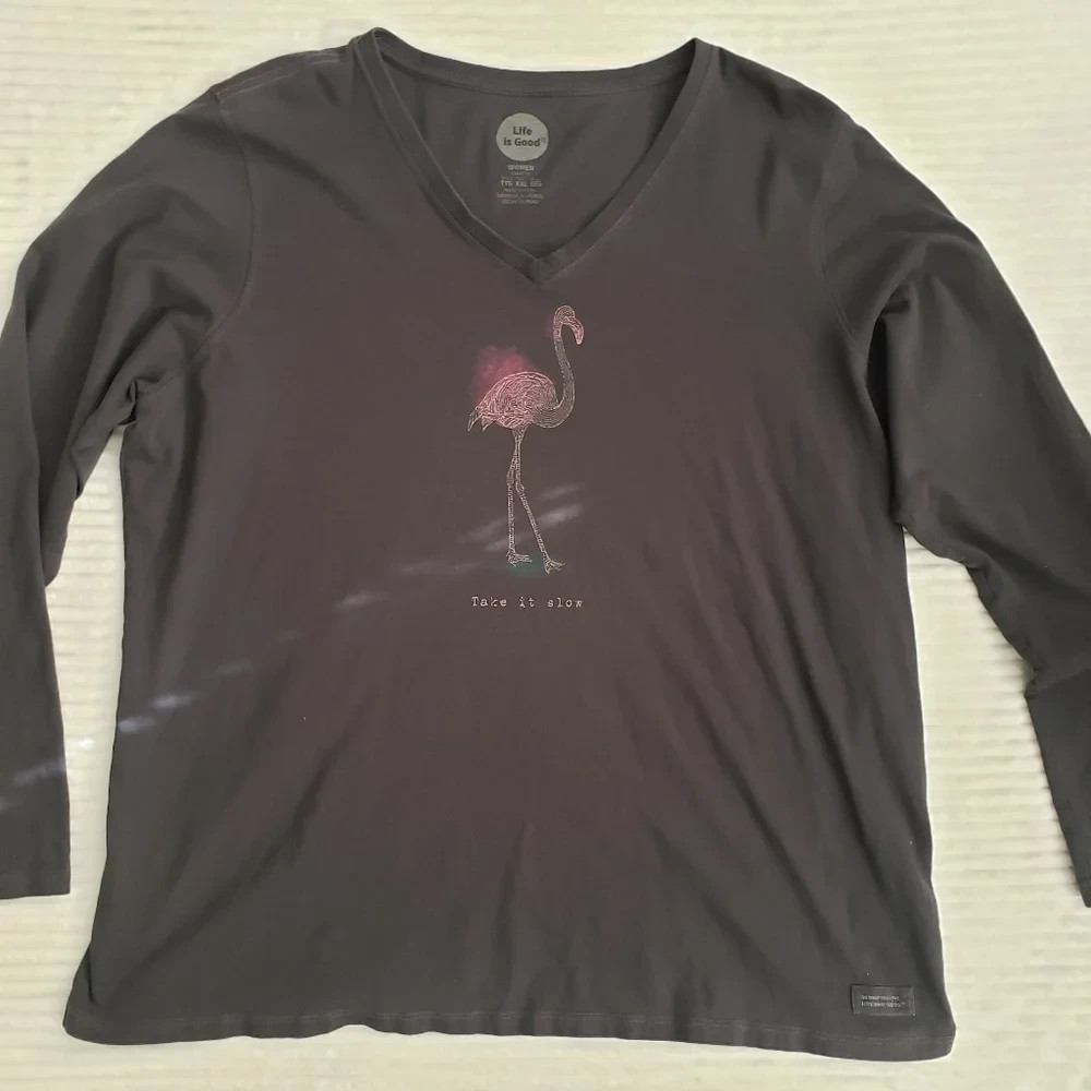 Life is Good Long Sleeve “Flamingo take it slow” xxl