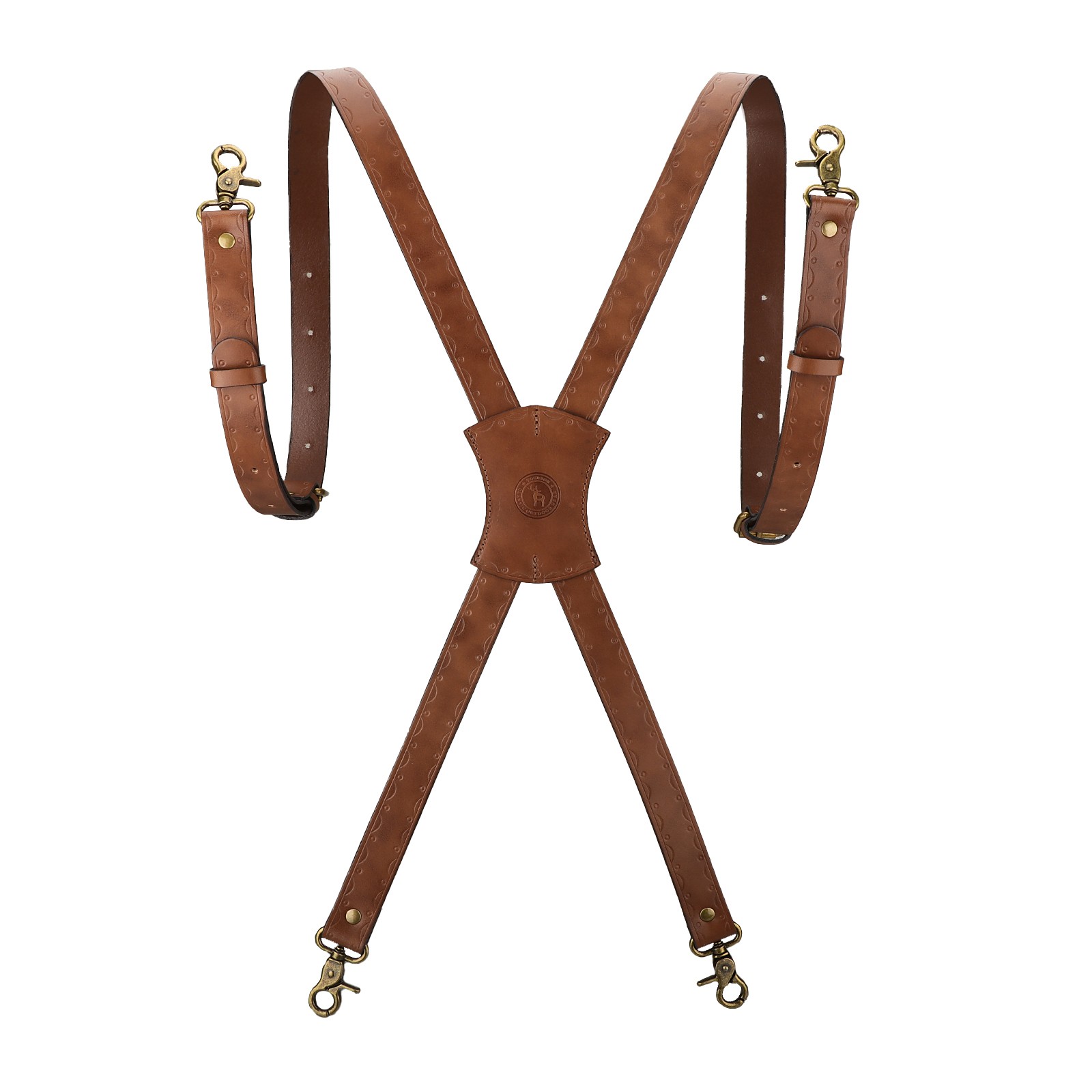 Tourbon Leather Men’s Suspenders X Back Adjustable X-Shaped Hooks Pants Braces