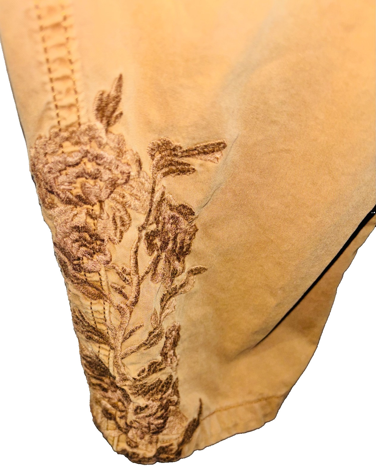 TU 100% Cotton Camel Elasticated Waist Embroidered Combat Trousers, Size – 18