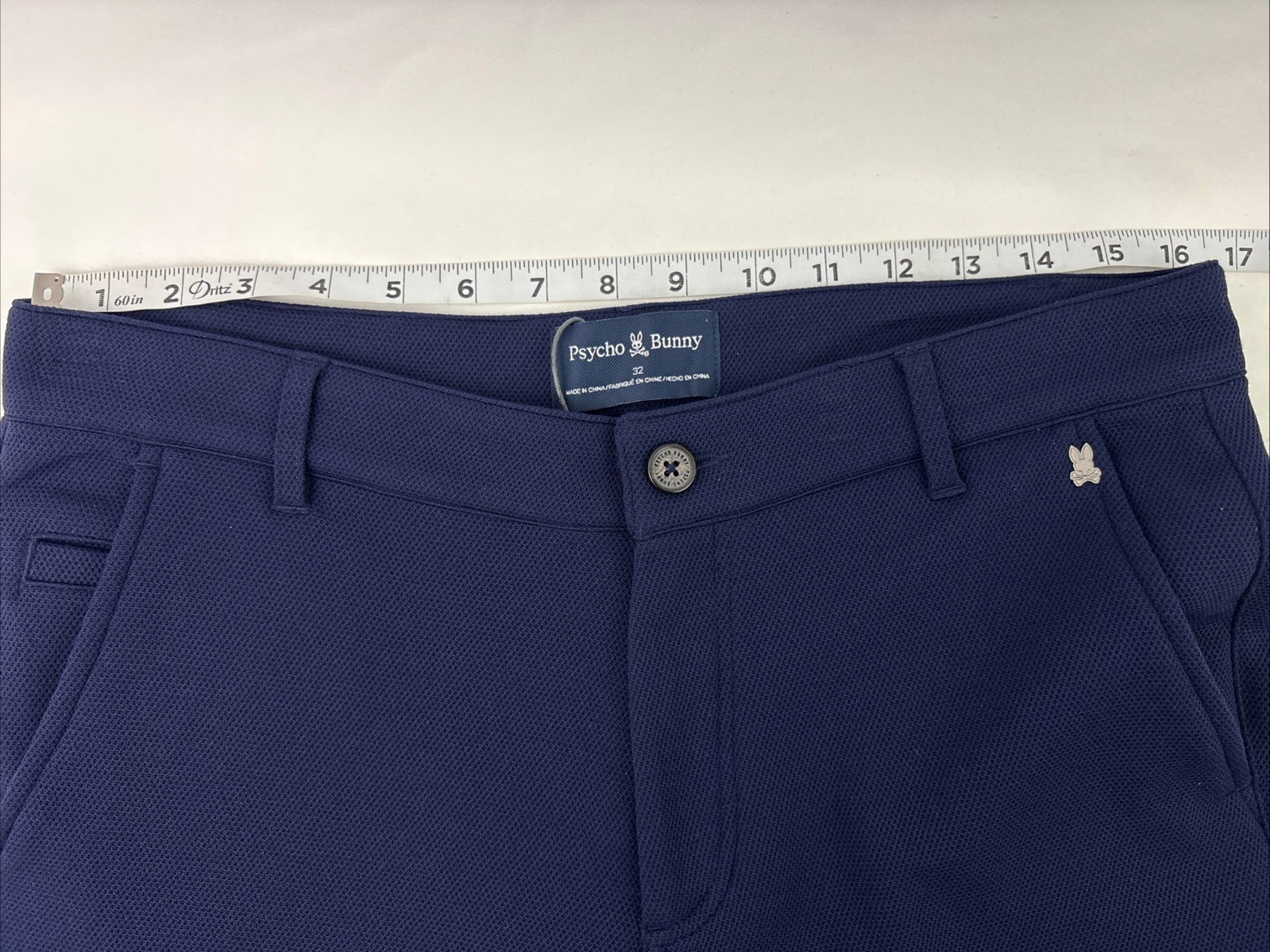 Psycho Bunny Mens Shorts Size 32 Navy Blue Shiro Knit Honeycomb Golf