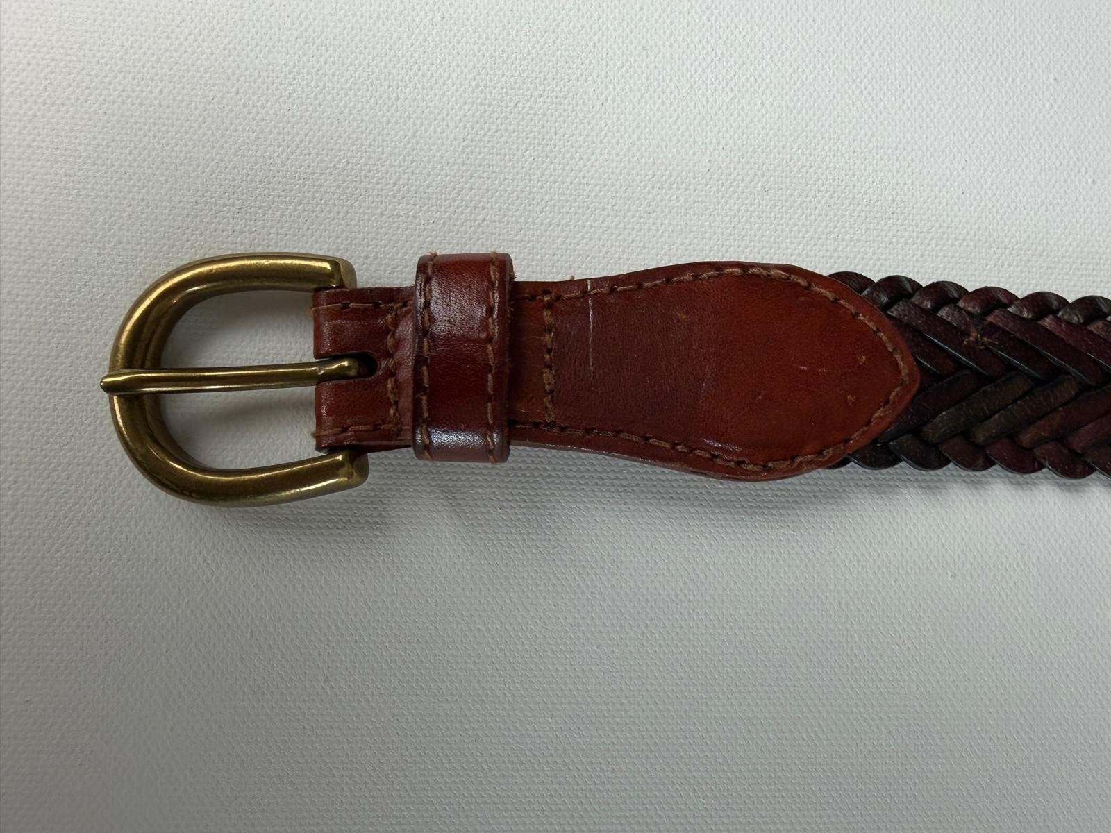 Genuine Leather Woven Belt Brown Women’s Boho Western Rustic Style VTG Style