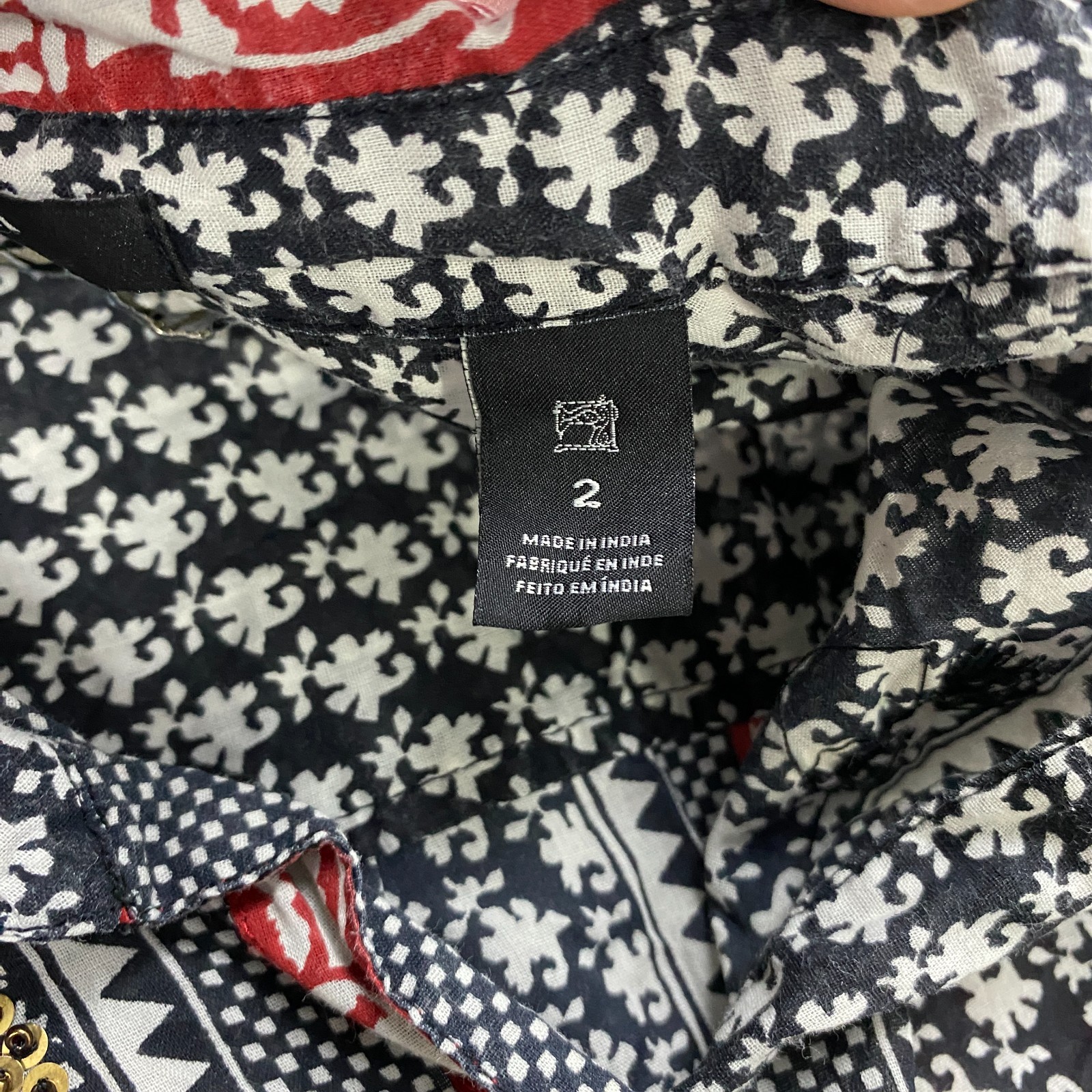 Scotch & Soda Printed Cotton Shirt Embellished Long Sleeve Button Up Size M (2)