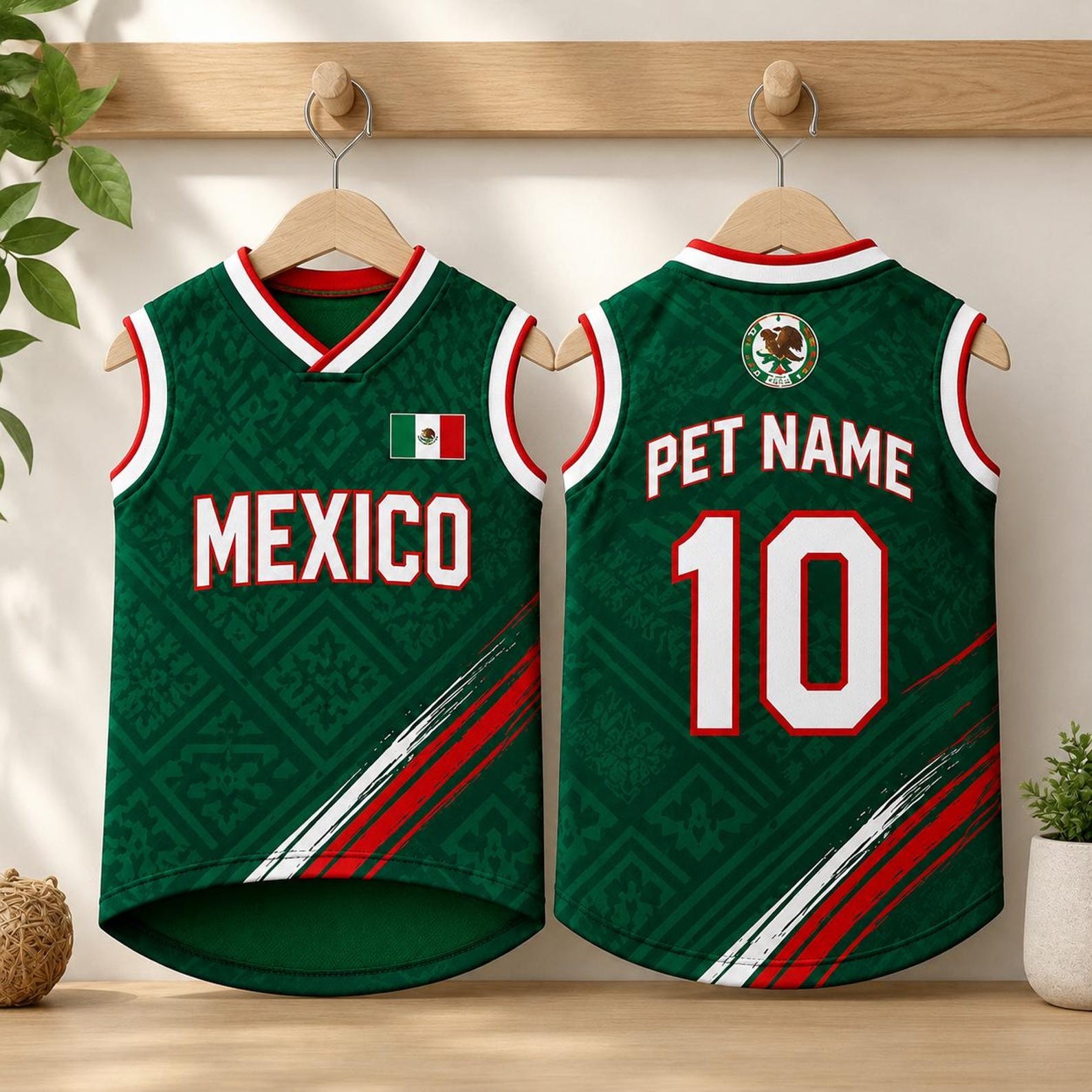 Personalized Mexican Pet Soccer Jersey, Custom Dog Cat Football Shirt