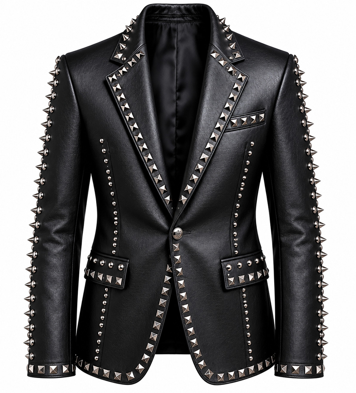 Men Black Studded Leather Blazer Jacket |Punk Rock Gothic Handmade Spike Fashion
