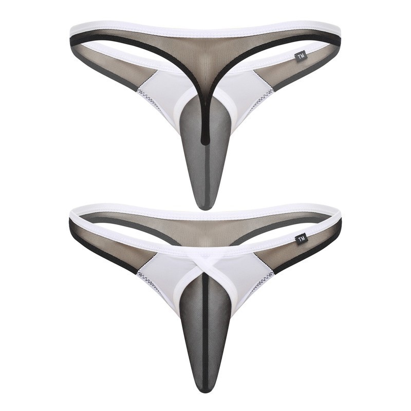 Mens Low Rise PenisThong Sheer Sheath T-back Briefs G-string Jockstrap Underwear