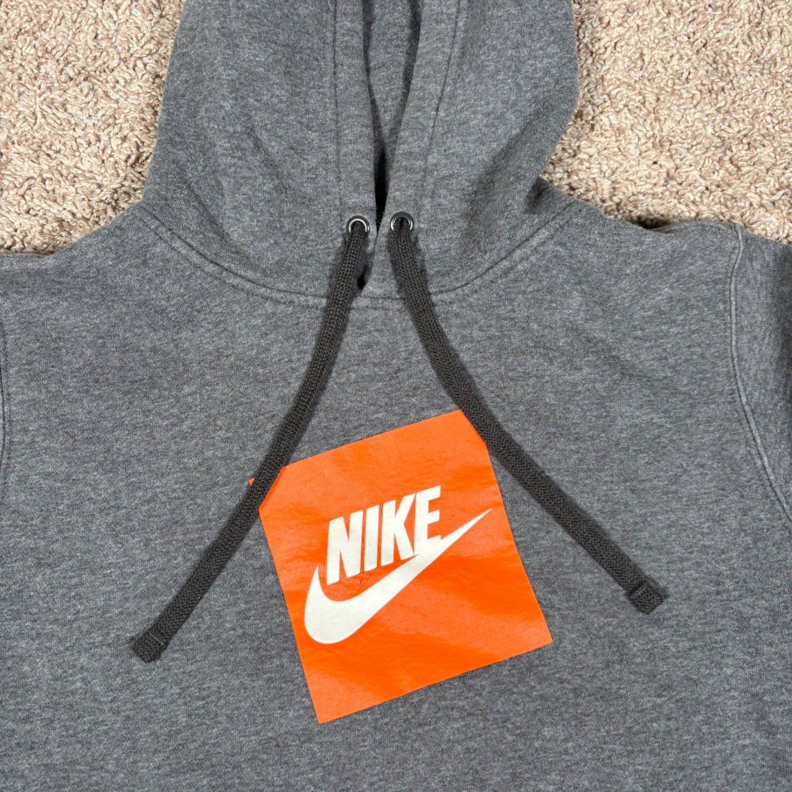 Nike Mens Charcoal Grey Orange Box Logo Pullover Hoodie Small 928719-071
