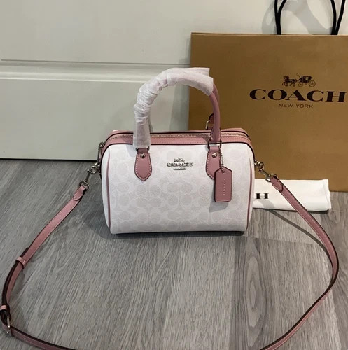 COACH Roan Tote Bag, Classic Canvas, White, CV961, New Arrival from Outlet Mall