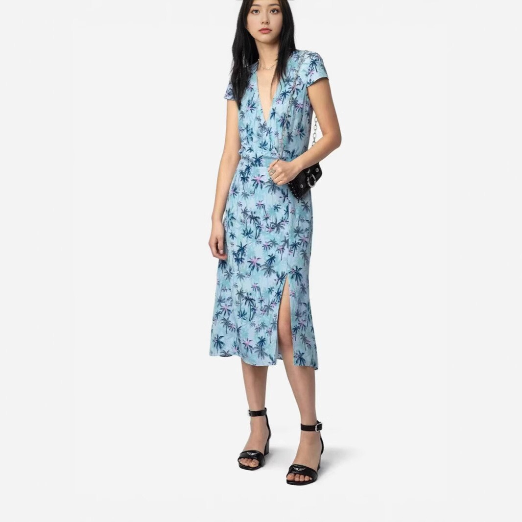 NEW Women Zadig &Voltaire V-Neck Silk Thin Sweet Soft Top Suspenders Dress XS-L