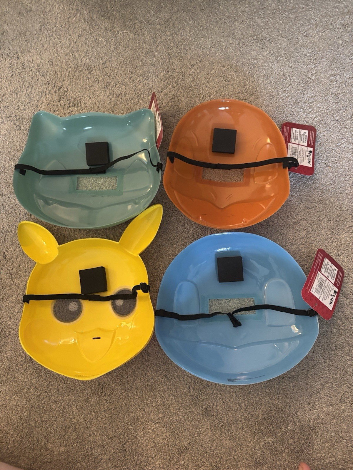 LOT OF 4 OFFICIAL Halloween Masks Pokémon starters READ DESCRIPTION