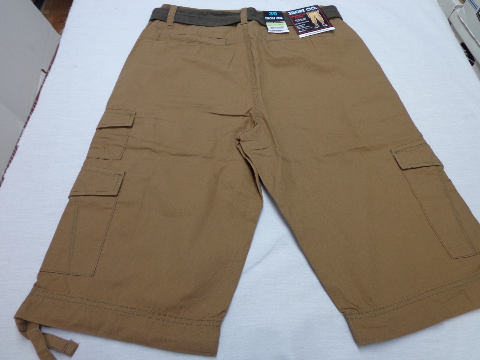 IRON CO. ‘Messenger’ Cargo Belted Below Knee Shorts Vintage Tobacco Size 30 NEW