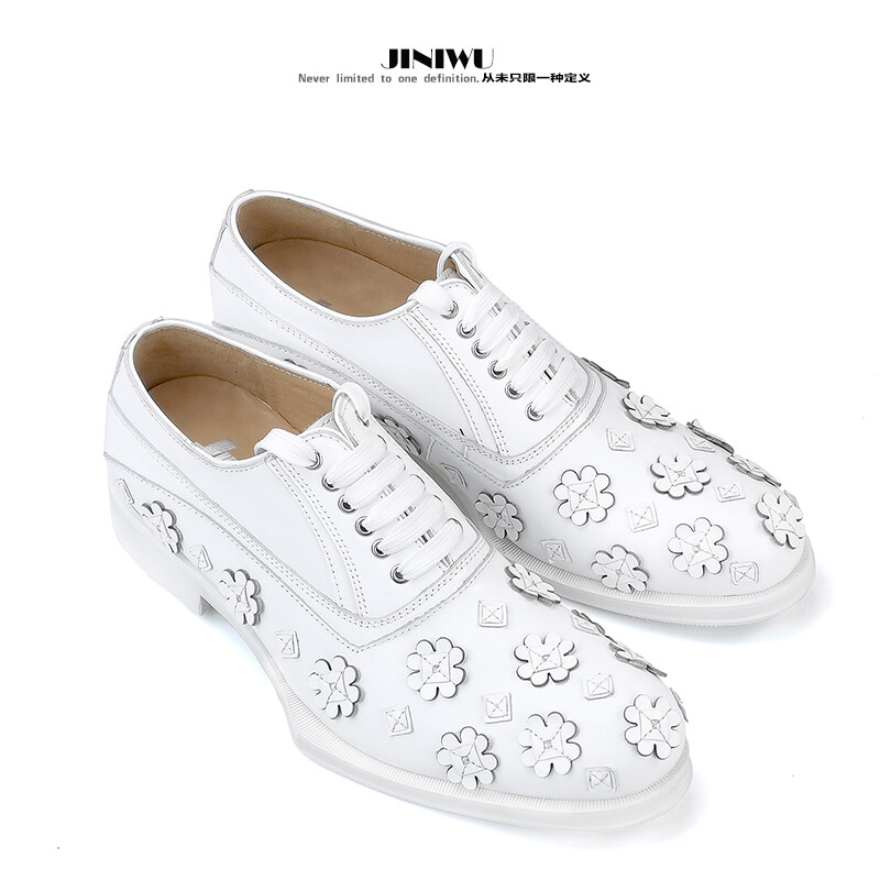 Mens Retro Oxfords Handmade Flower Dress Formal Real Leather Lace Up Party Shoes