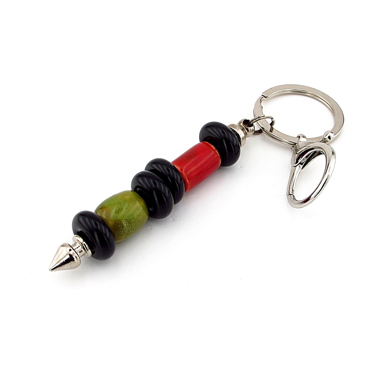 Handmade Ceramic Glass Spike Keychain Purse Bag Charm Punk Gothic ScrewOff BCH08
