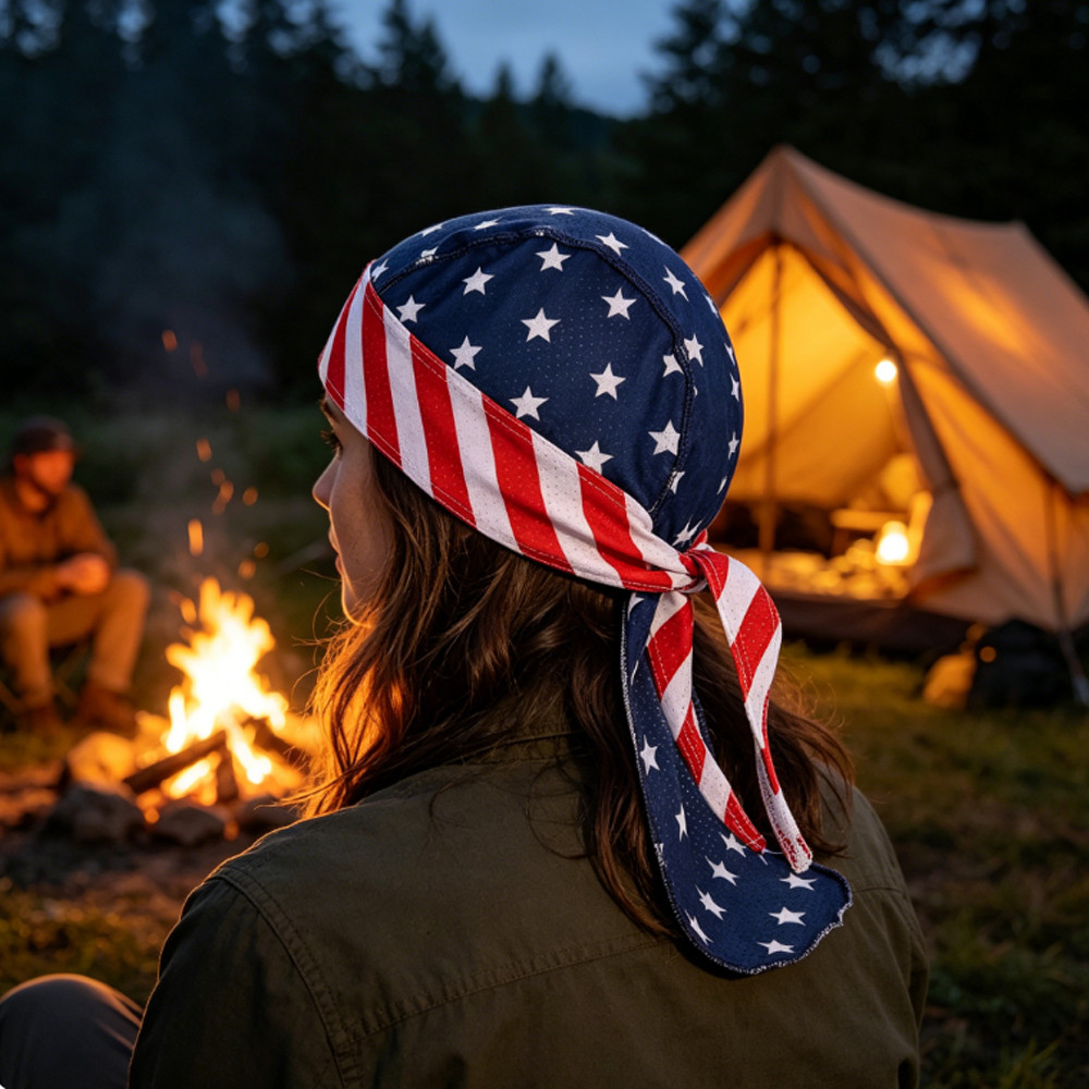 3PCS US Flag Doo Rag Head Wrap Breathable Bandana for Cycling Biker Sports