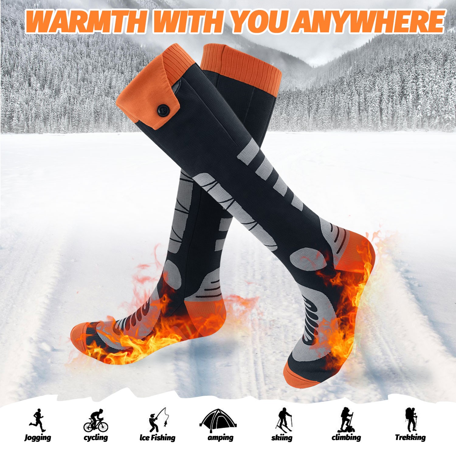 Electric Heated Socks Rechargeable Battery Men Women Winter Foot Warmer