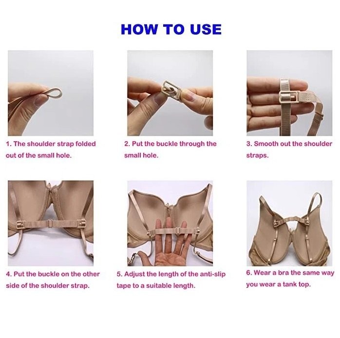 8Pcs Bra Strap Clips Elastic Non-slip Strap Holder Women Bra Rope Adjustable USA
