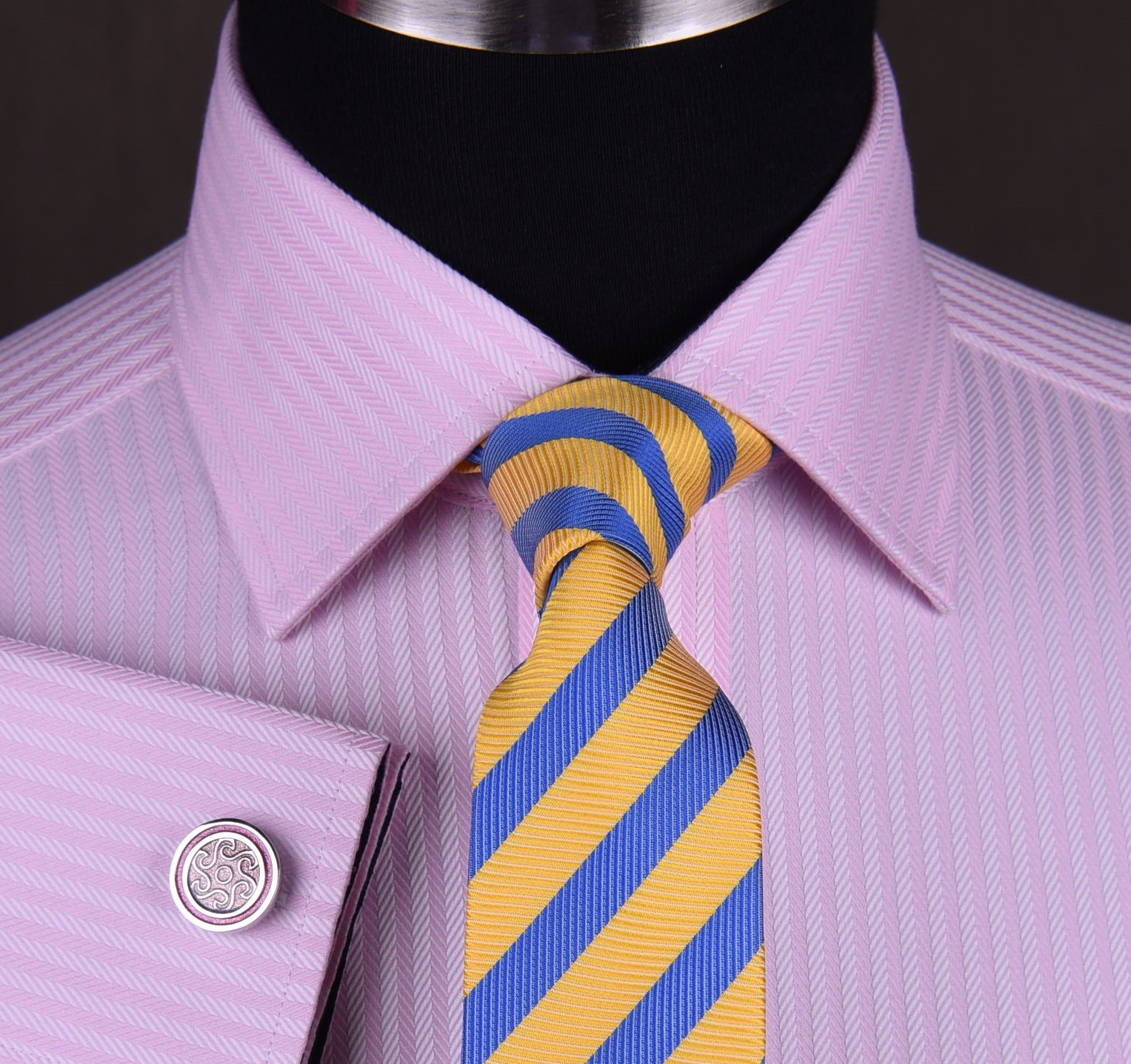 Pink Herringbone Formal Business Dress Shirt Contrast Floral Sexy Boss Design
