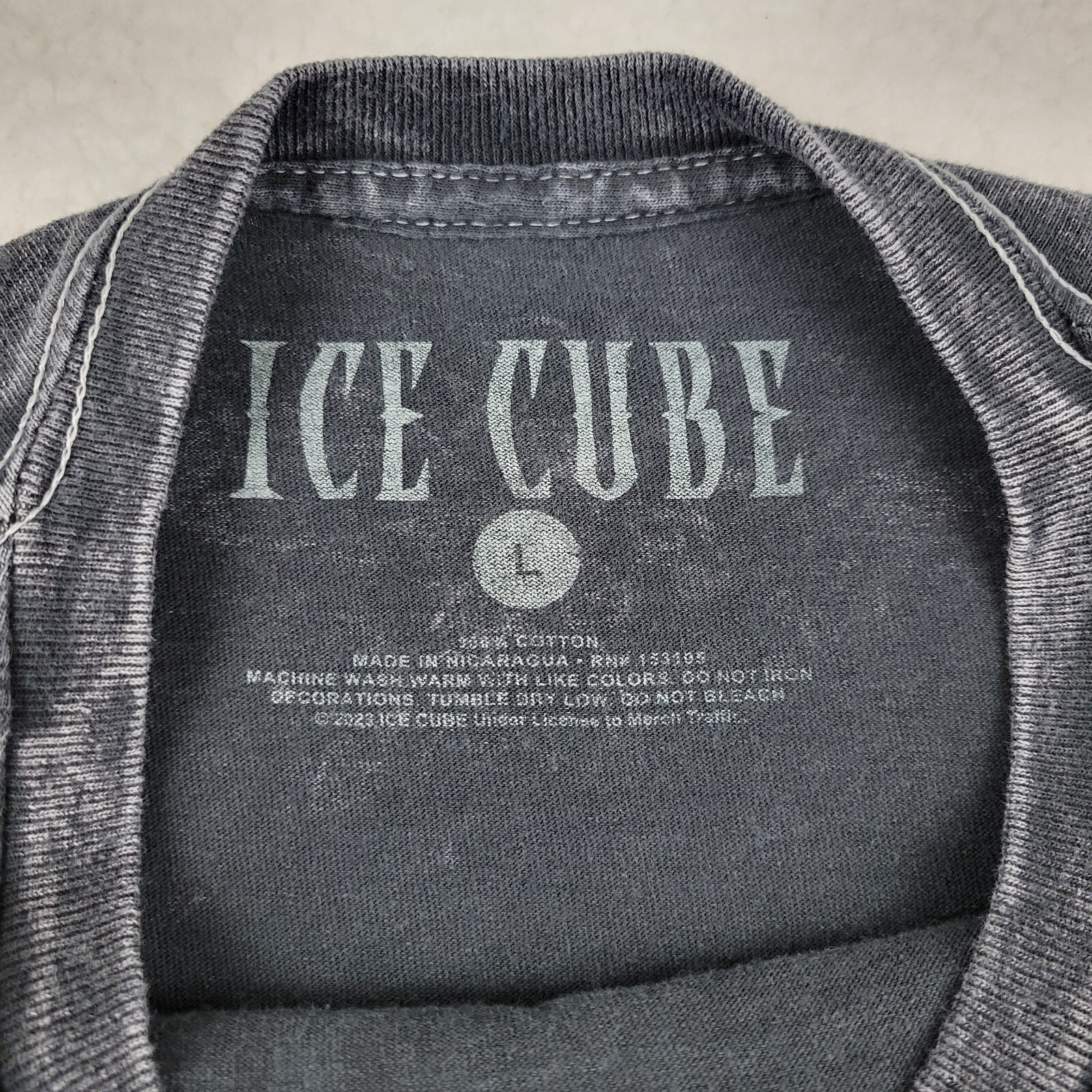 Ice Cube Rap T Shirt Mens Large L Black Faded Distressed Look Hip Hop