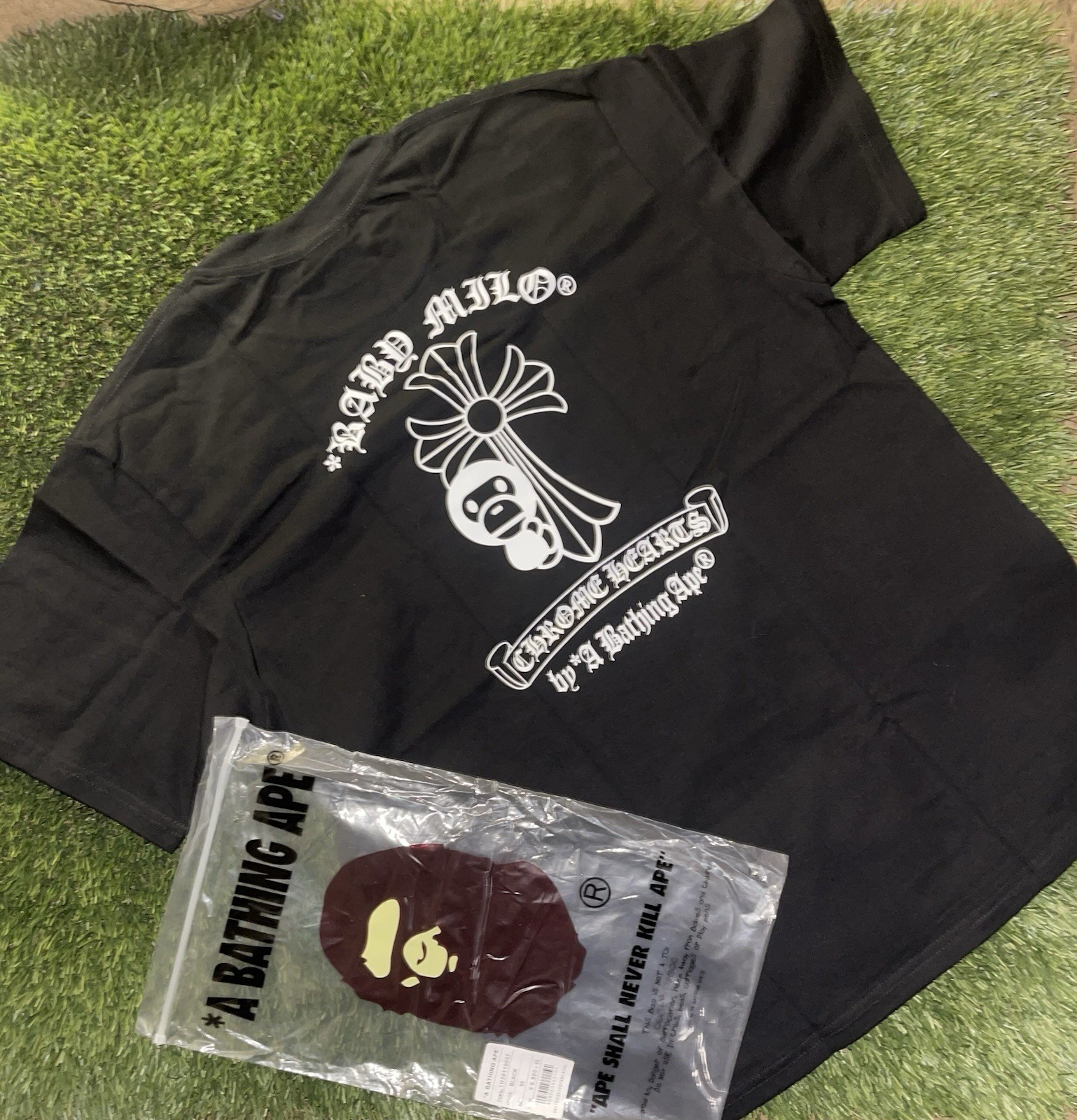 A Bathing Ape BAPE x ChromeHearts Graphic Logo Crew Neck T-Shirt Mens M