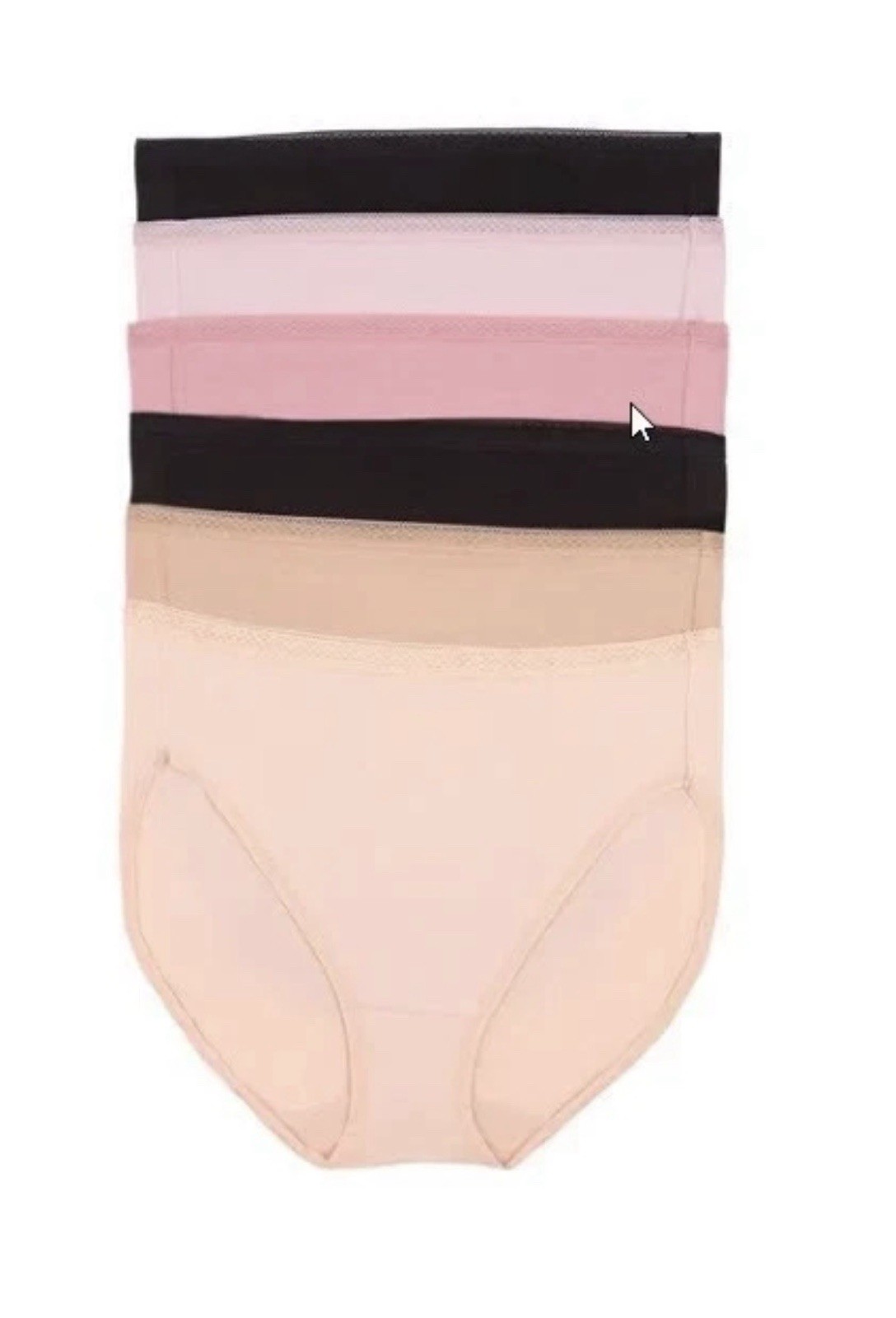 NEW Felina Pima Women’s Cotton Blend Hi Cut Lace Trim Waistband Underwear 6 Pk
