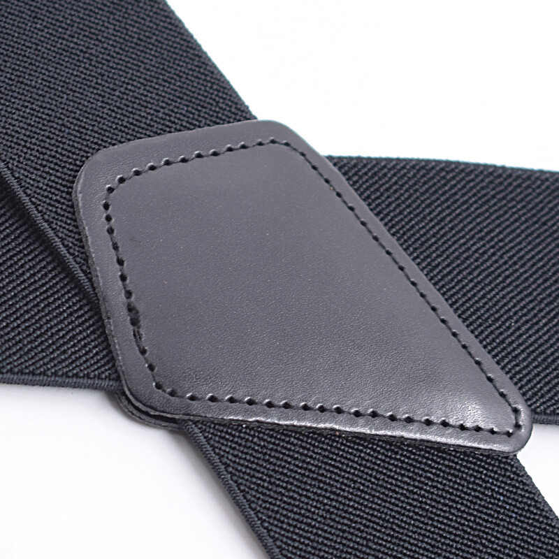 Black Elastic Mens Braces Suspenders Widening 2”/5cm X-shaped Adjustable Length