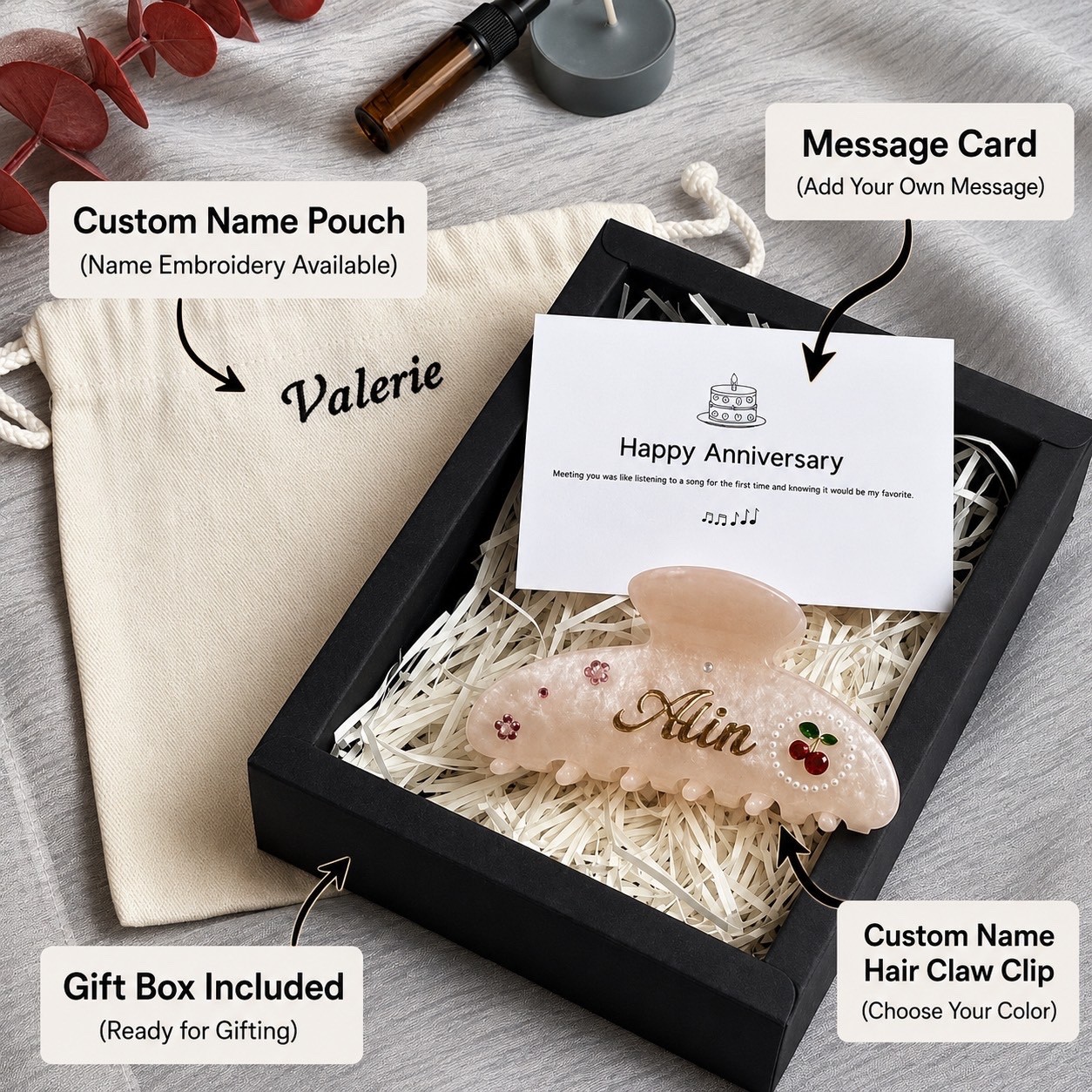 Personalized Hair Claw Clip Custom Name Acetate Hair Clip Gift for Women