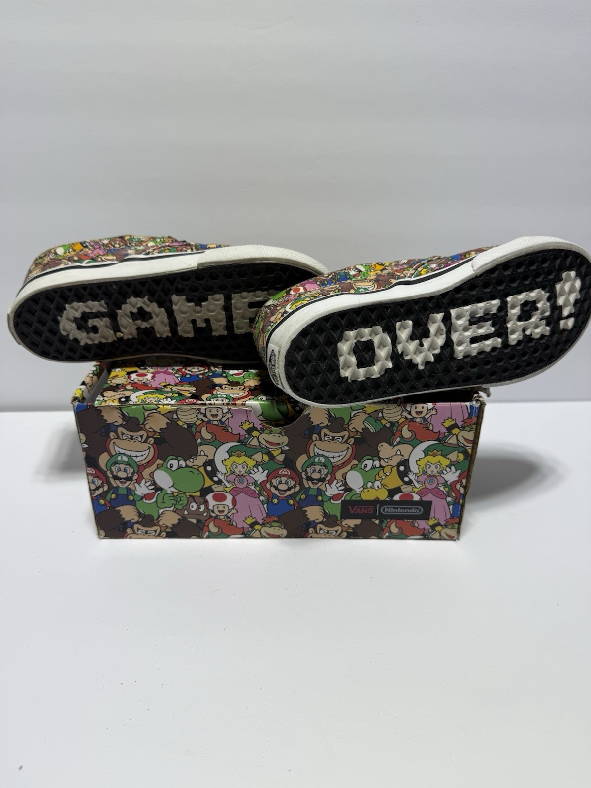 RARE VANS SUPER MARIO BROS GAME OVER SHOES SZ 9.5 T Kids Slip On Rare!