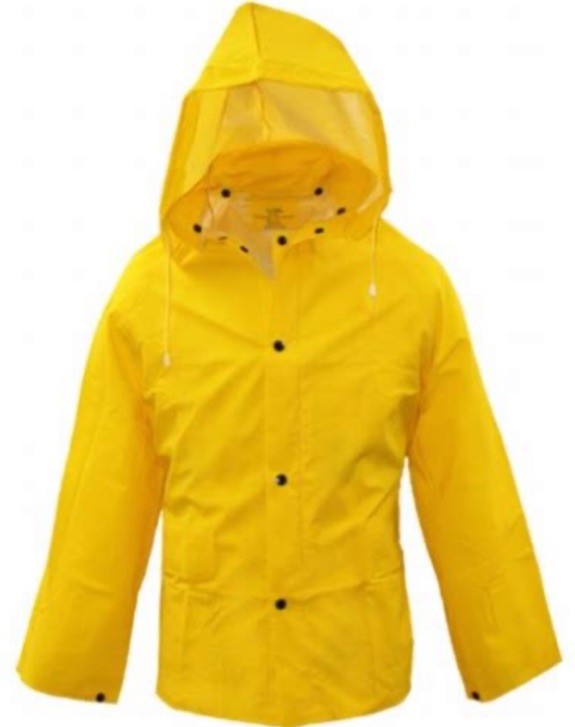 New Boss 35 Mil Fabric Lined PVC Rain Jacket With Hood Yellow Size Large