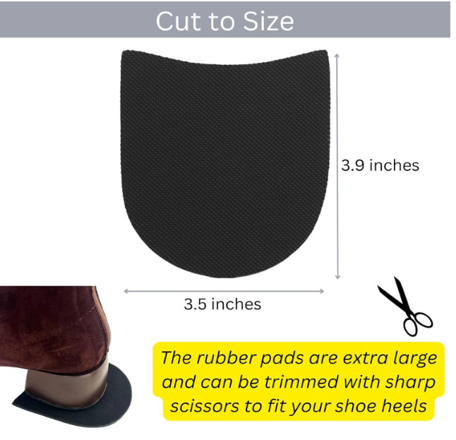 Shoe Heel Repair Rubber Pads Extra Large, 4mm (5/32 Inch) Thick, Anti-Slip Boot