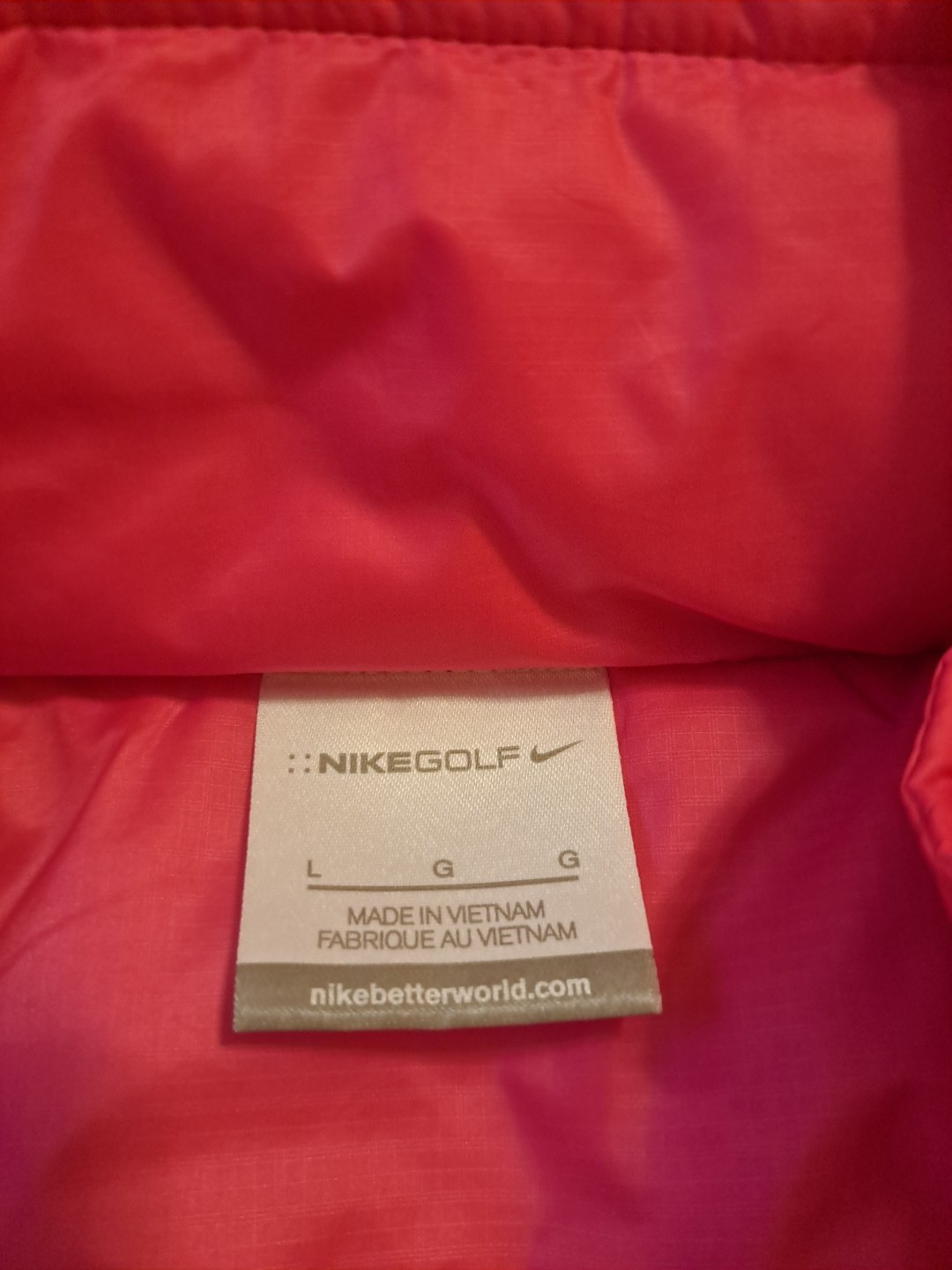 Nike Golf Hot Pink Zip up Puffer Jacket Hooded Size L EUC Returns Accepted