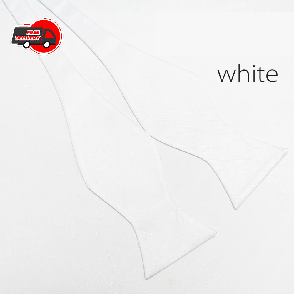 Mens Silk Satin Adjustable Bowties Self Bow Tie Solid Color Vintage Bowtie.