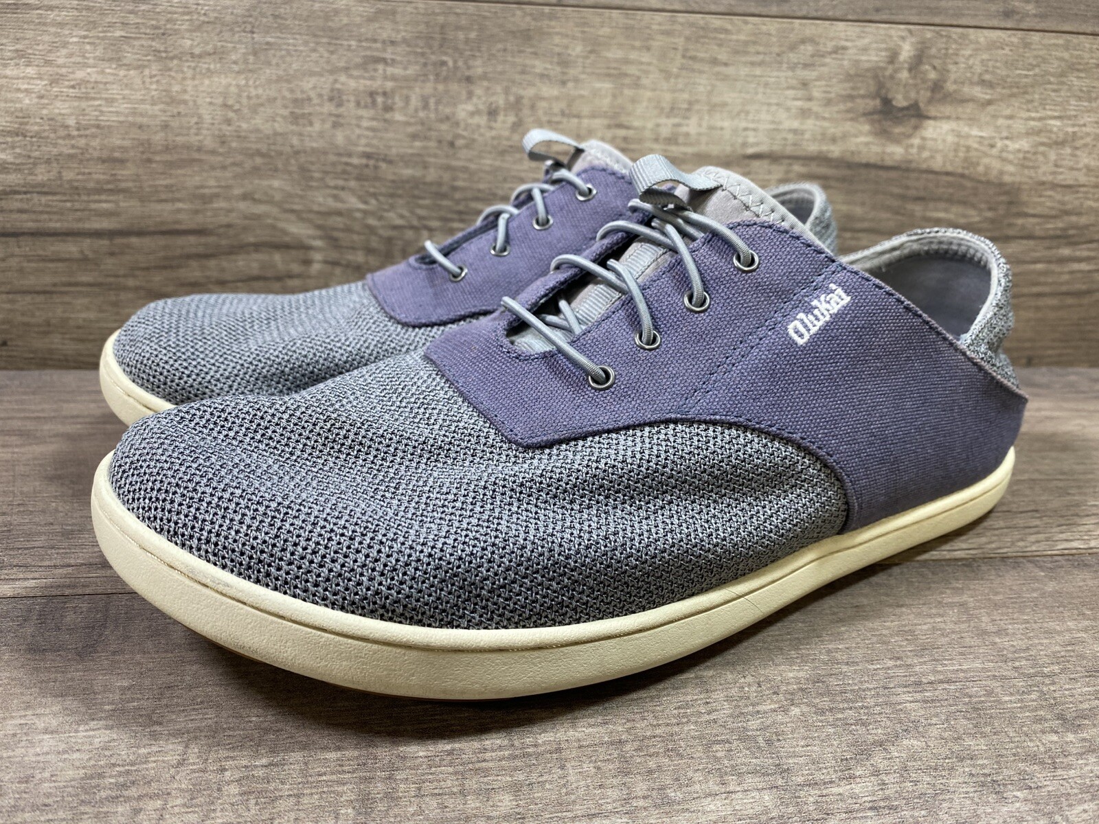 Olukai Nohea Moku Mesh Casual Comfort Sneakers Shoes Beach Gray Mens Size 9
