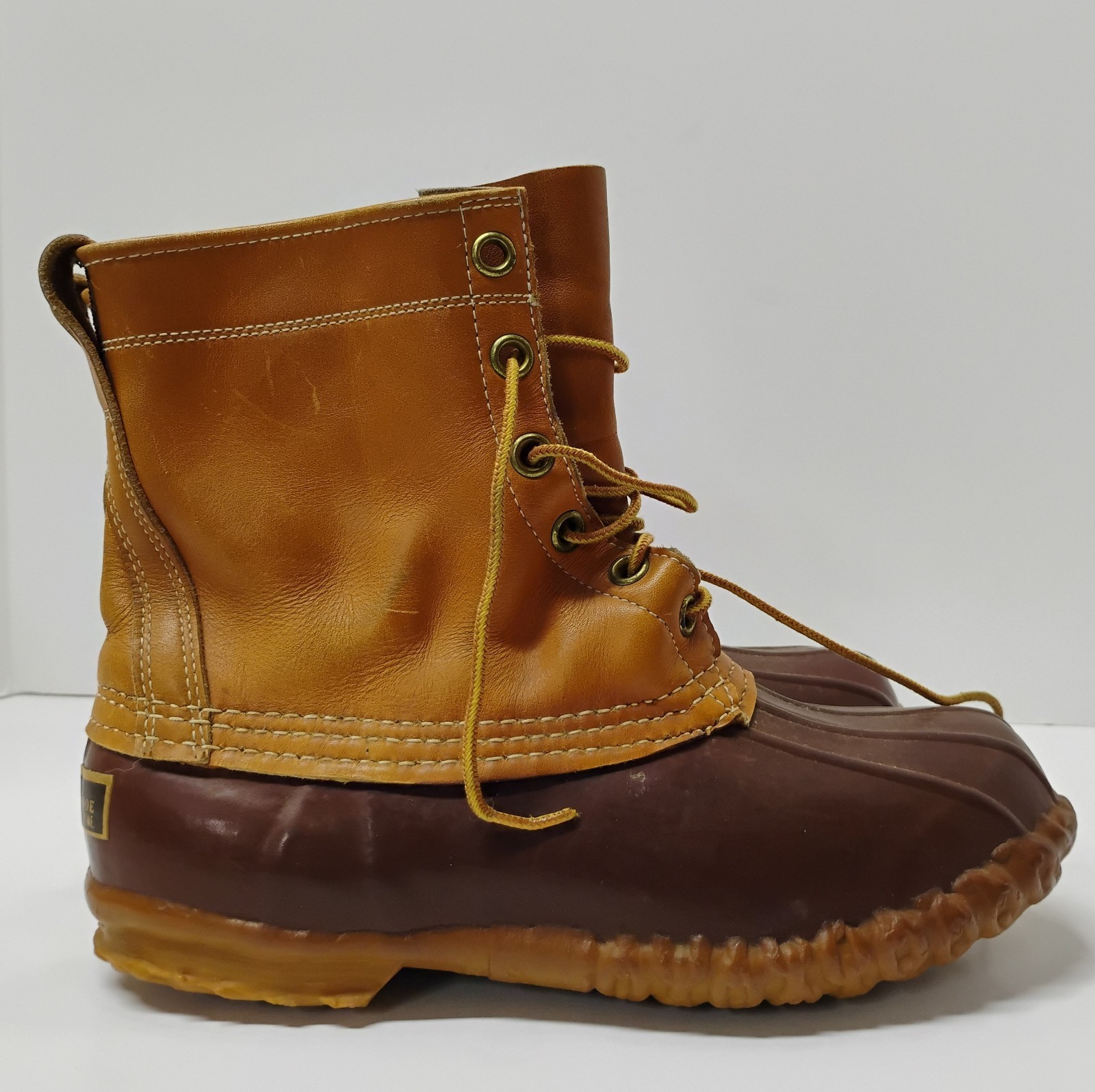 LL Bean Maine Hunting Duck Boots Vintage Original W8 M6 EUC Lace Up Leather