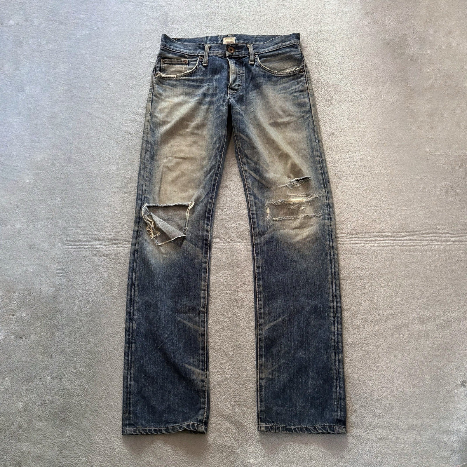 EDWIN 413XV Distressed Denim Jeans Men’s Size 29 Made in Japan Vintage Fade