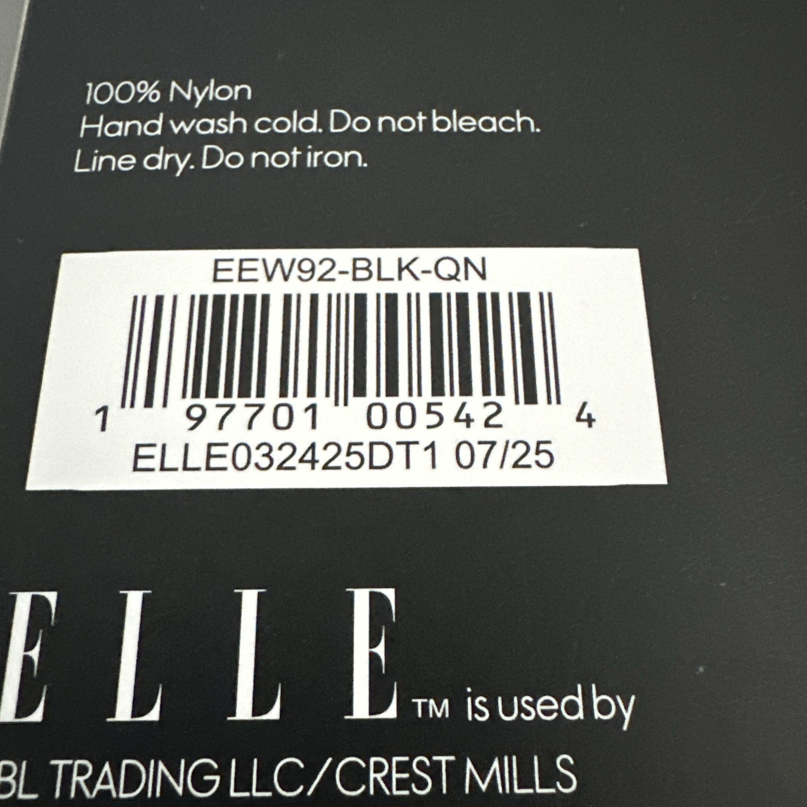 ELLE Queen Size Pantyhose Black Silky Sheer Control Top 100% Nylon Lot of 3
