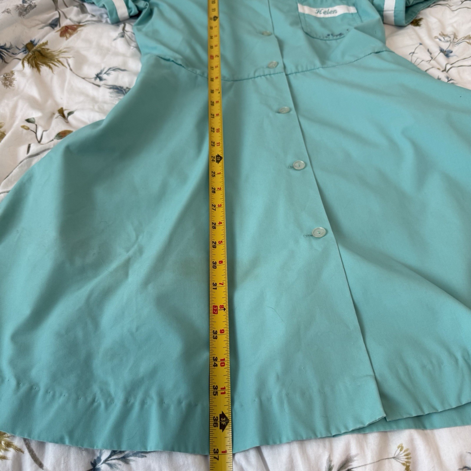 Vintage Aqua Waitress Uniform Dress Set T-Bird Diner Audrey Coleman USA – Helen