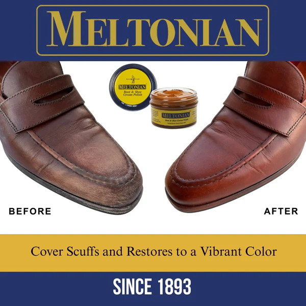 Meltonian shoe cream, 089 Camel. oil based with beeswax, restors, and protects