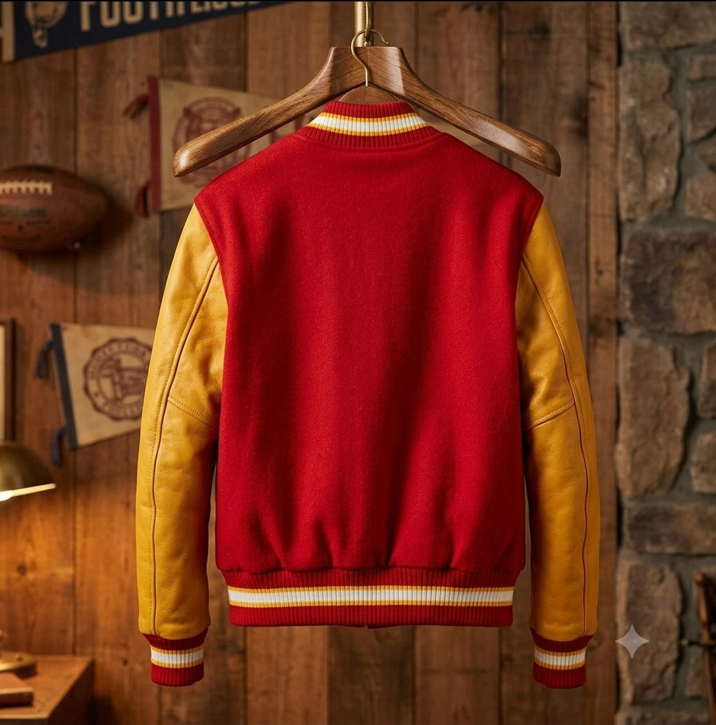 New Michael Jackson MJ Thriller Red & Yellow Varsity Letterman Bomber jacket