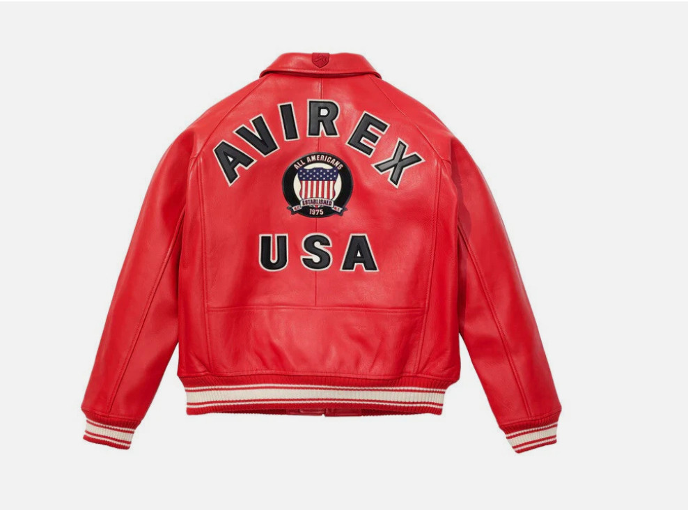 Avirex Men’s Sheepskin Leather Flight Bomber Varsity Jacket American Style