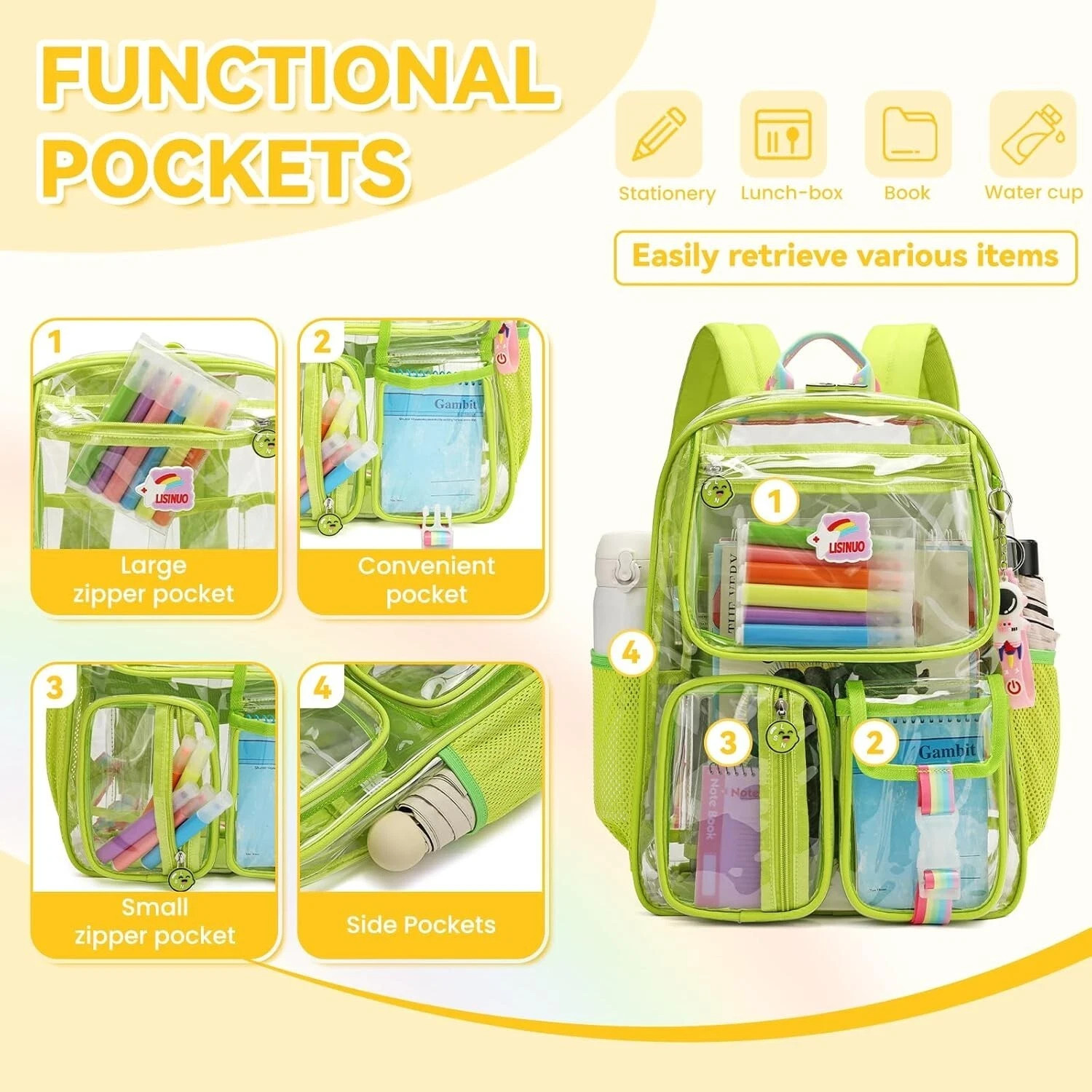 Clear Backpack Heavy Duty Transparent Backpacks Stadium Approved Women Men Kids