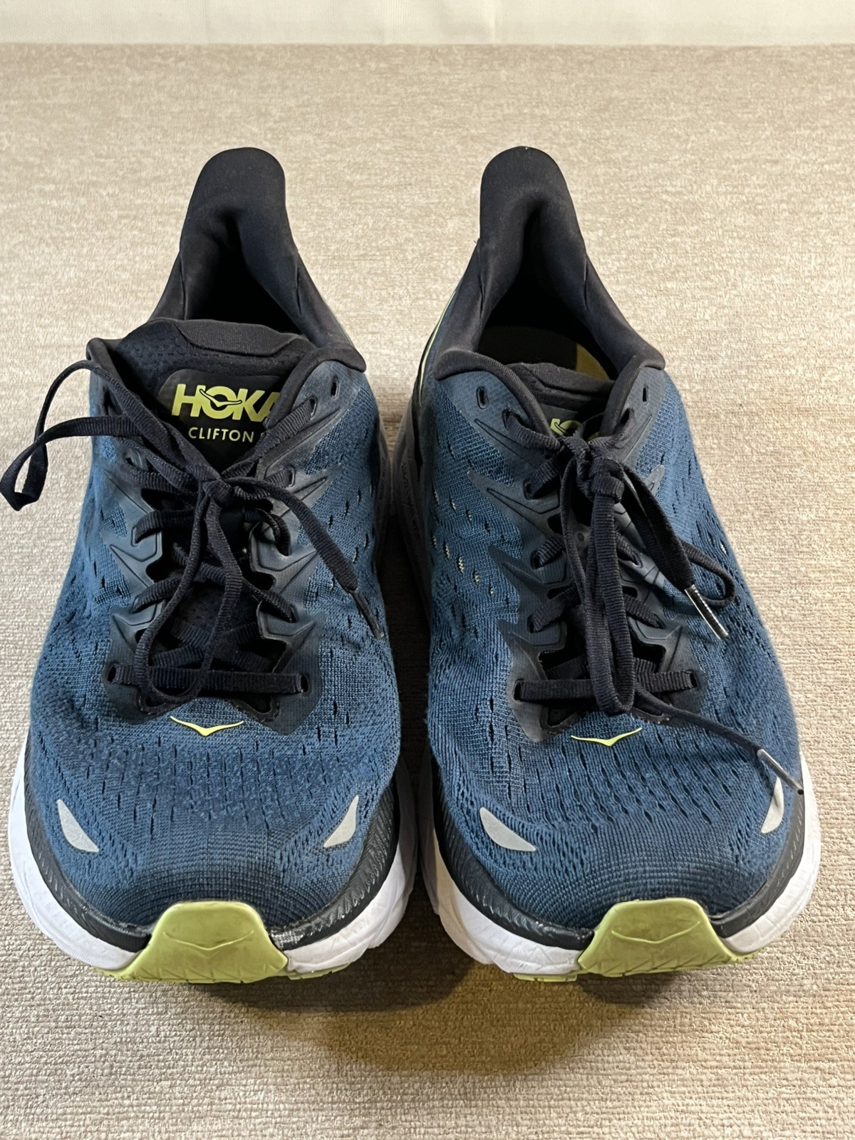Hoka One One Clifton 8 Shoes Mens Size 12D Blue Wide Running Cushioned Sneaker