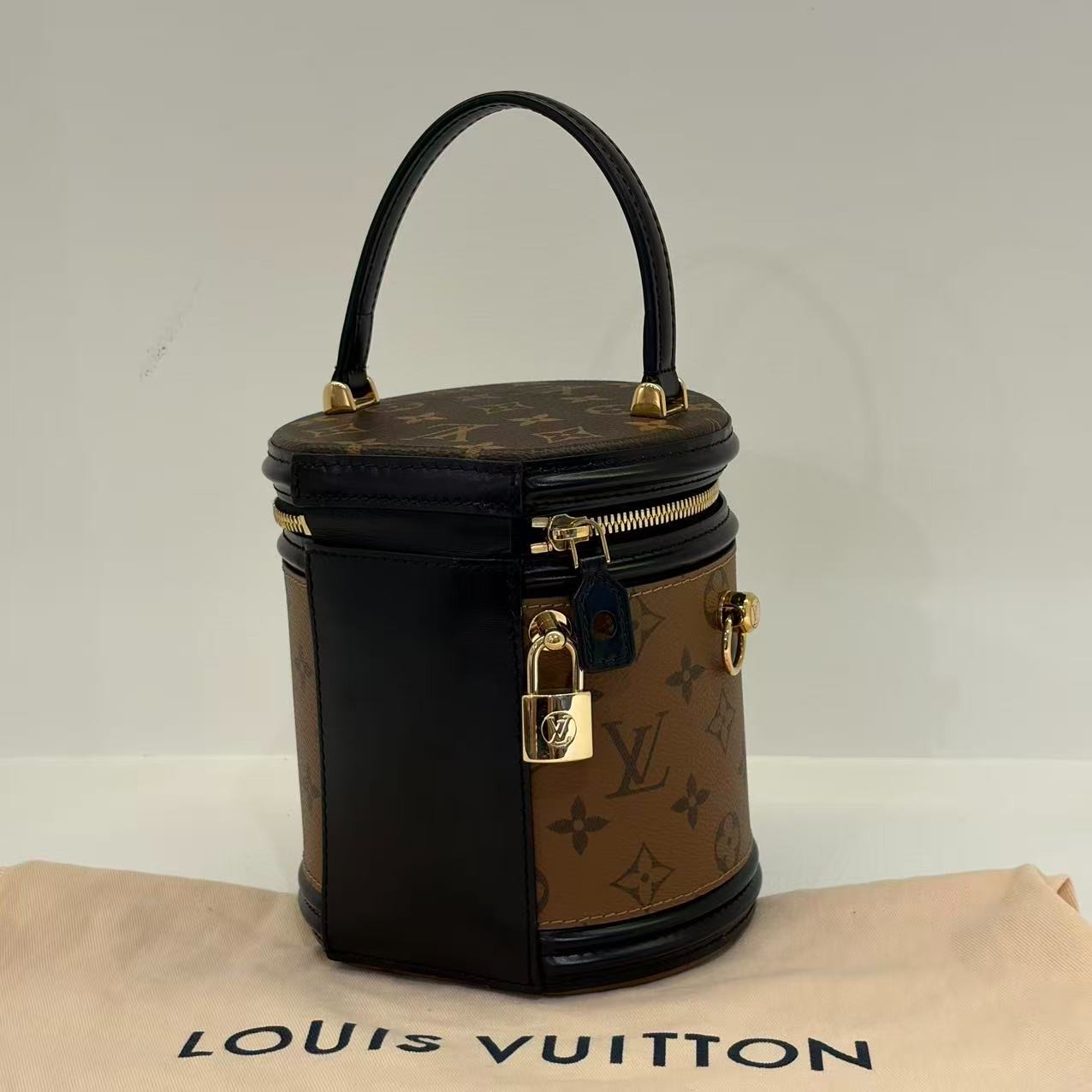 Louis Vuitton Cannes Monogram Reverse Canvas Handbag Bucket Bag Brown