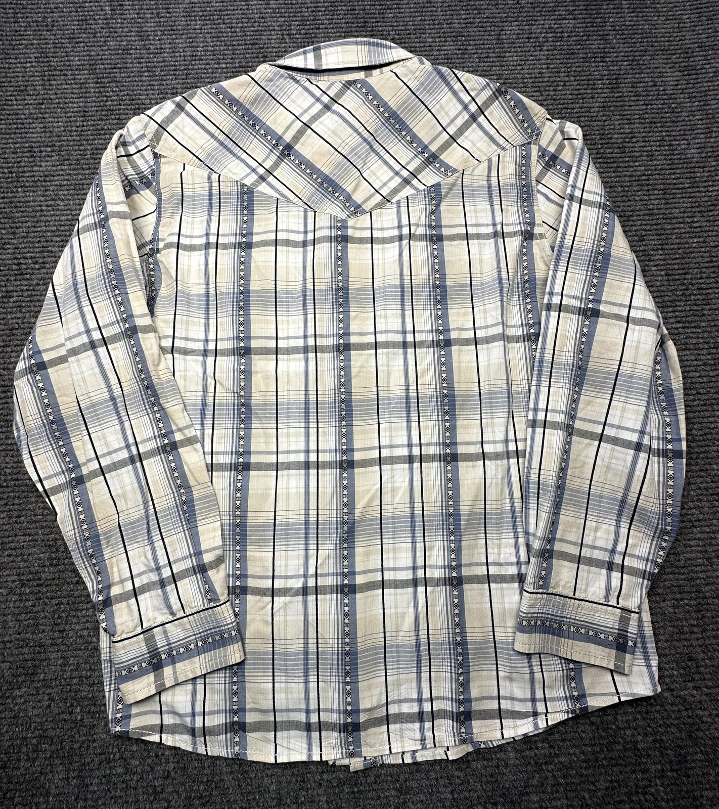Cody James Shirt Mens XL Beige White Plaid Western Pearl Snap Long Sleeve Cowboy
